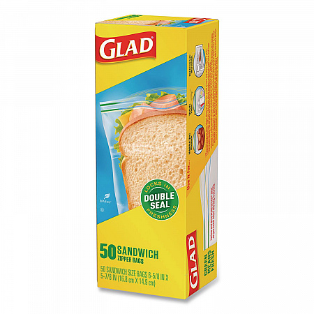 Zipper Food Storage Plastic Sandwich Bags, 6.63 x 5.88, Clear, 50 Bags/Box, 12 Boxes/Carton (57263)