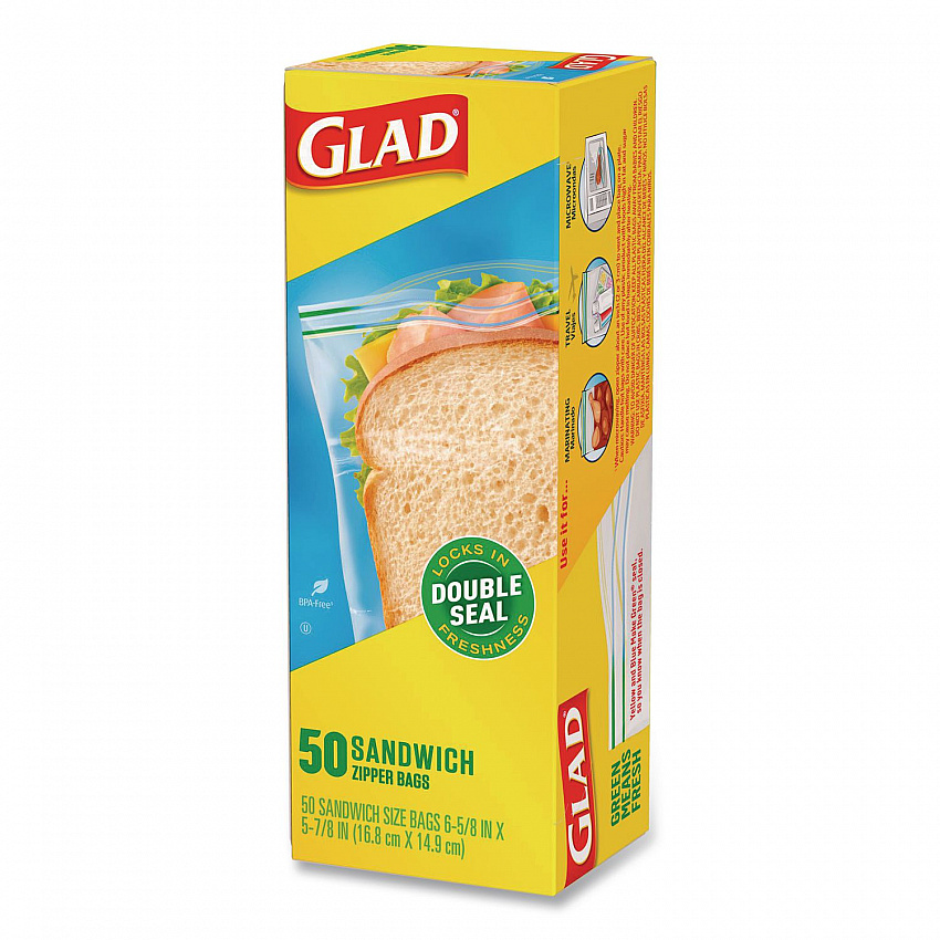 Zipper Food Storage Plastic Sandwich Bags, 6.63 x 5.88, Clear, 50 Bags/Box, 12 Boxes/Carton (57263)