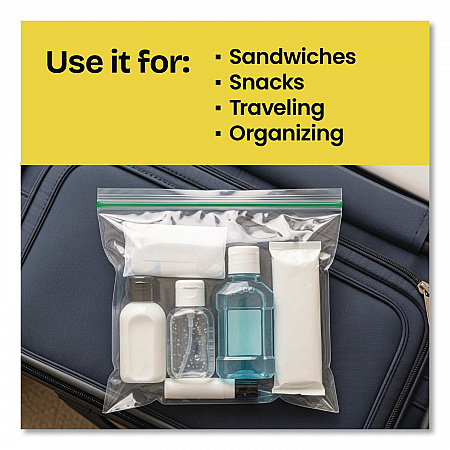 Zipper Food Storage Plastic Sandwich Bags, 6.63 x 5.88, Clear, 50 Bags/Box (57263BX)