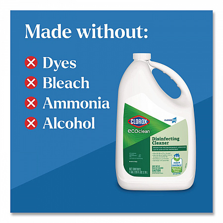 Clorox Pro EcoClean Disinfecting Cleaner, Unscented, 128 oz Refill Bottle, 4/Carton (60094CT)