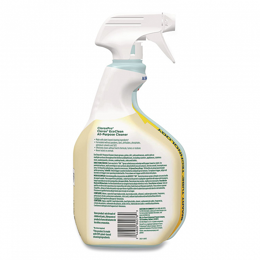 Clorox Pro EcoClean All-Purpose Cleaner, Unscented, 32 oz Spray Bottle, 9/Carton (60276CT)