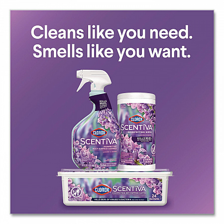 Scentiva Disinfecting Multi-Surface Cleaner, Bleach Free, Lavender and Jasmine Scent, 32 oz Spray Bottle, 9/Carton (60523CT)