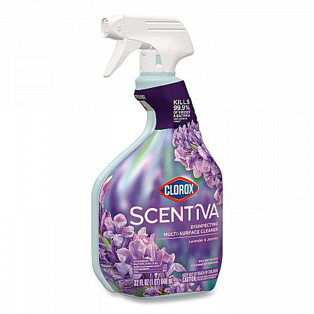 Scentiva Disinfecting Multi-Surface Cleaner, Bleach Free, Lavender and Jasmine Scent, 32 oz Spray Bottle (60523EA)