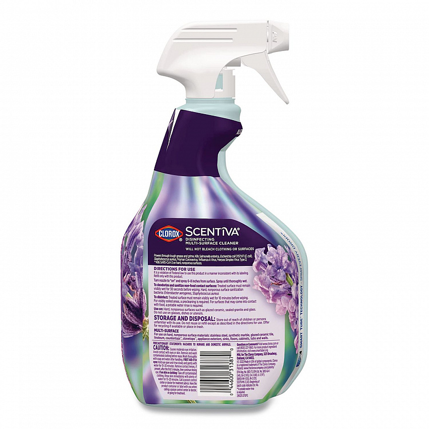 Scentiva Disinfecting Multi-Surface Cleaner, Bleach Free, Lavender and Jasmine Scent, 32 oz Spray Bottle (60523EA)