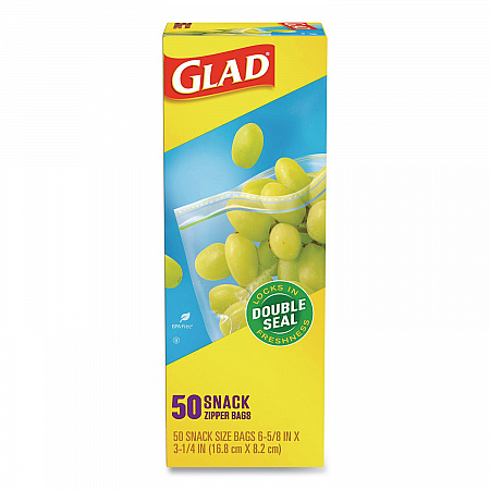 Zipper Food Storage Plastic Bags, Snack Size, 3.25 x 6.63 x 9.31, Clear, 50 Bags/Box, 12 Boxes/Carton (60741)