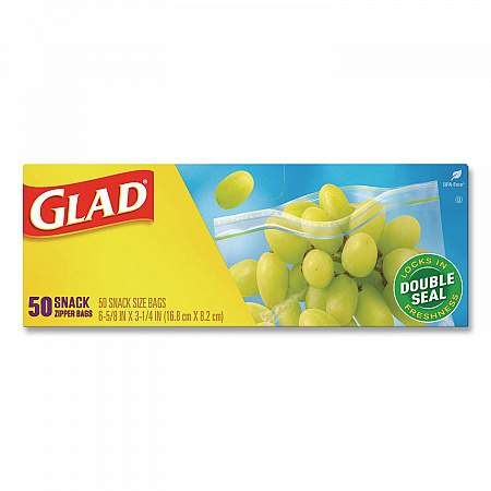 Zipper Food Storage Plastic Bags, Snack Size, 3.25 x 6.63 x 9.31, Clear, 50 Bags/Box, 12 Boxes/Carton (60741)
