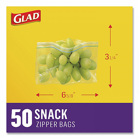 Zipper Food Storage Plastic Bags, Snack Size, 3.25 x 6.63 x 9.31, Clear, 50 Bags/Box, 12 Boxes/Carton (60741)