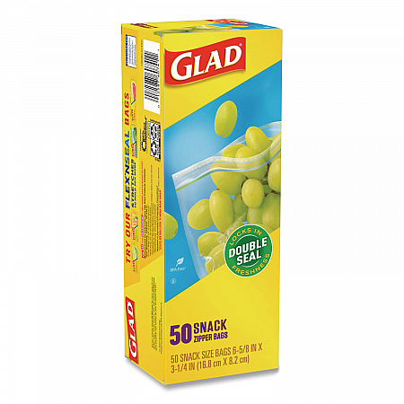 Zipper Food Storage Plastic Bags, Snack Size, 3.25 x 6.63 x 9.31, Clear, 50 Bags/Box, 12 Boxes/Carton (60741)