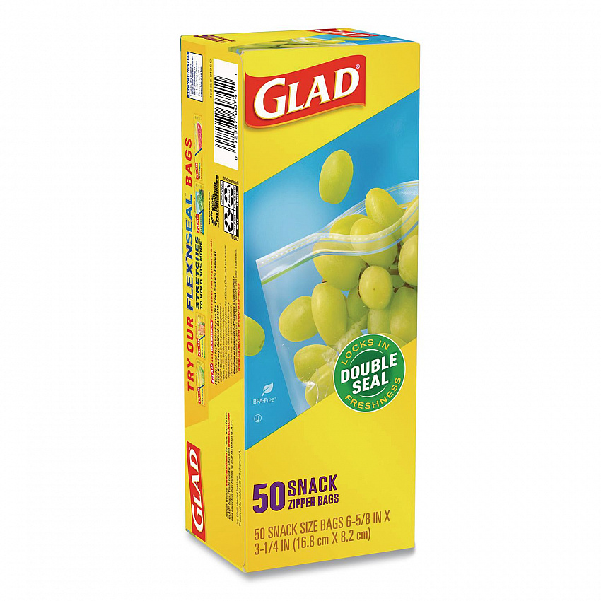 Zipper Food Storage Plastic Bags, Snack Size, 3.25 x 6.63 x 9.31, Clear, 50 Bags/Box, 12 Boxes/Carton (60741)