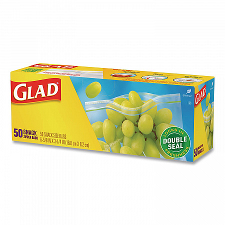 Zipper Food Storage Plastic Bags, Snack Size, 3.25 x 6.63 x 9.31, Clear, 50 Bags/Box, 12 Boxes/Carton (60741)