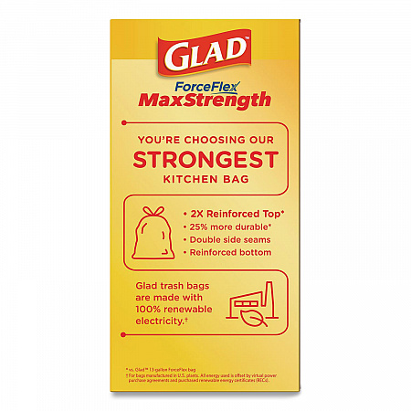 ForceFlex MaxStrength Tall Kitchen Drawstring Trash Bags, 13 gal, Fresh Clean Scent, 24 x 28, White, 34/Box, 6 Boxes/Carton (70320)