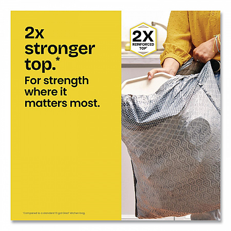 ForceFlex MaxStrength Tall Kitchen Drawstring Trash Bags, 13 gal, Fresh Clean Scent, 24 x 28, White, 34/Box, 6 Boxes/Carton (70320)