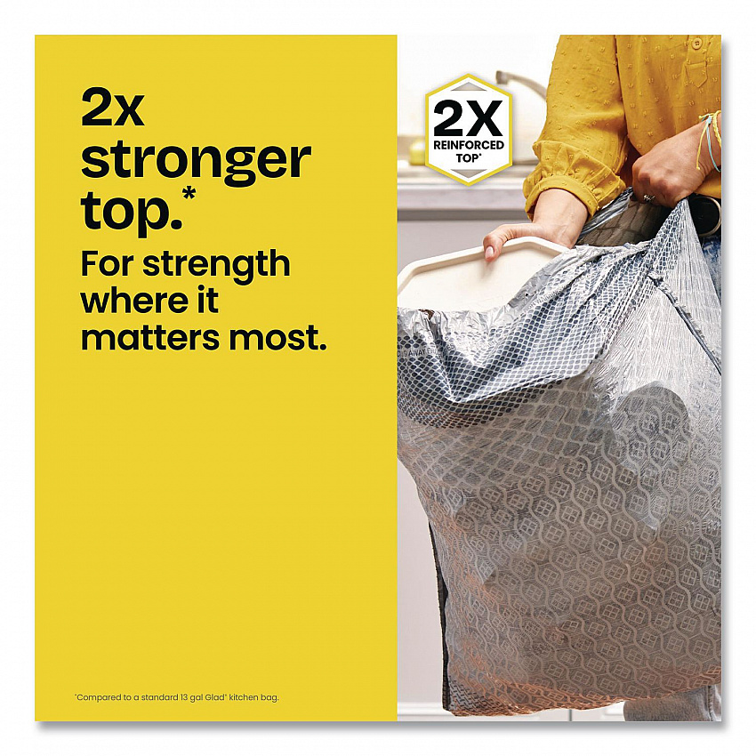 ForceFlex MaxStrength Tall Kitchen Drawstring Trash Bags, 13 gal, Fresh Clean Scent, 24 x 28, White, 34/Box, 6 Boxes/Carton (70320)