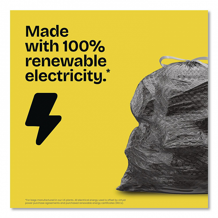 ForceFlexPlus Drawstring Large Trash Bags, 30 gal, 1.05 mil, 30" x 32", Black, 70/Box (70358)