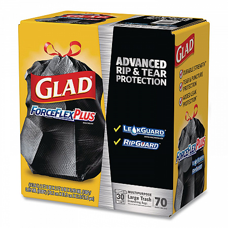 ForceFlexPlus Drawstring Large Trash Bags, 30 gal, 1.05 mil, 30