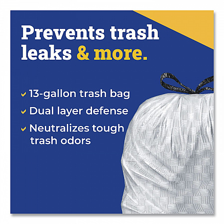 CloroxPro ForceFlex Tall Kitchen Drawstring Trash Bags, 13 gal, 23.75 x 24.88, Gray, 100/Box (70427)