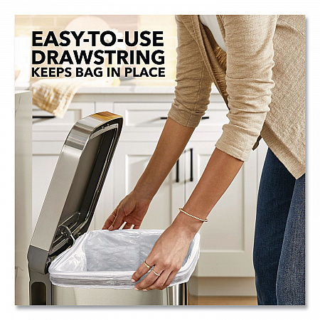 Tall Kitchen Drawstring Trash Bags with LeakGuard, 13 gal, Unscented, 23.47
