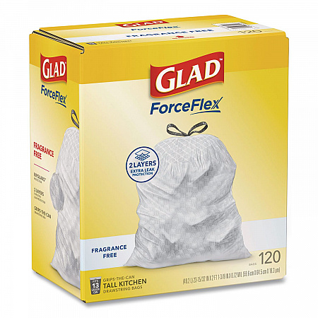 Tall Kitchen Drawstring Trash Bags with LeakGuard, 13 gal, Unscented, 23.47