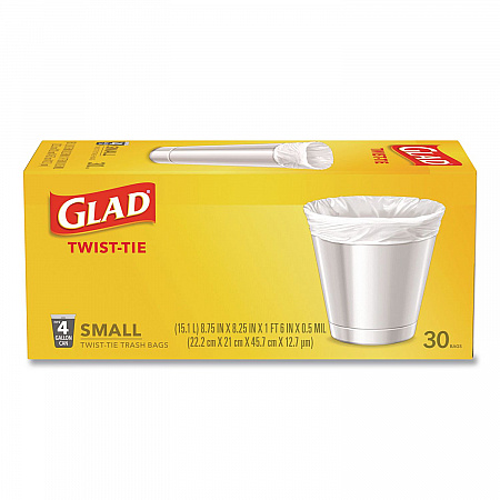 Small Twist-Tie Trash Bags, 4 gal, 0.74 mil, 23 x 21.63, White, 30/Box (78817EA)