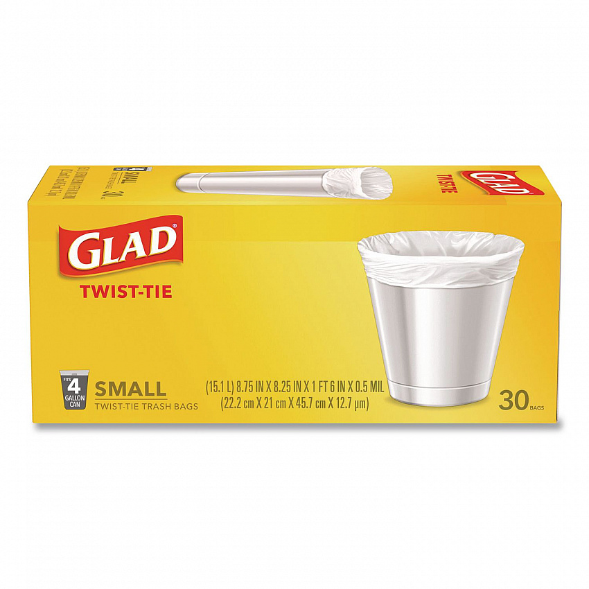 Small Twist-Tie Trash Bags, 4 gal, 0.74 mil, 23 x 21.63, White, 30/Box (78817EA)