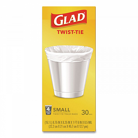 Small Twist-Tie Trash Bags, 4 gal, 0.74 mil, 23 x 21.63, White, 30/Box (78817EA)