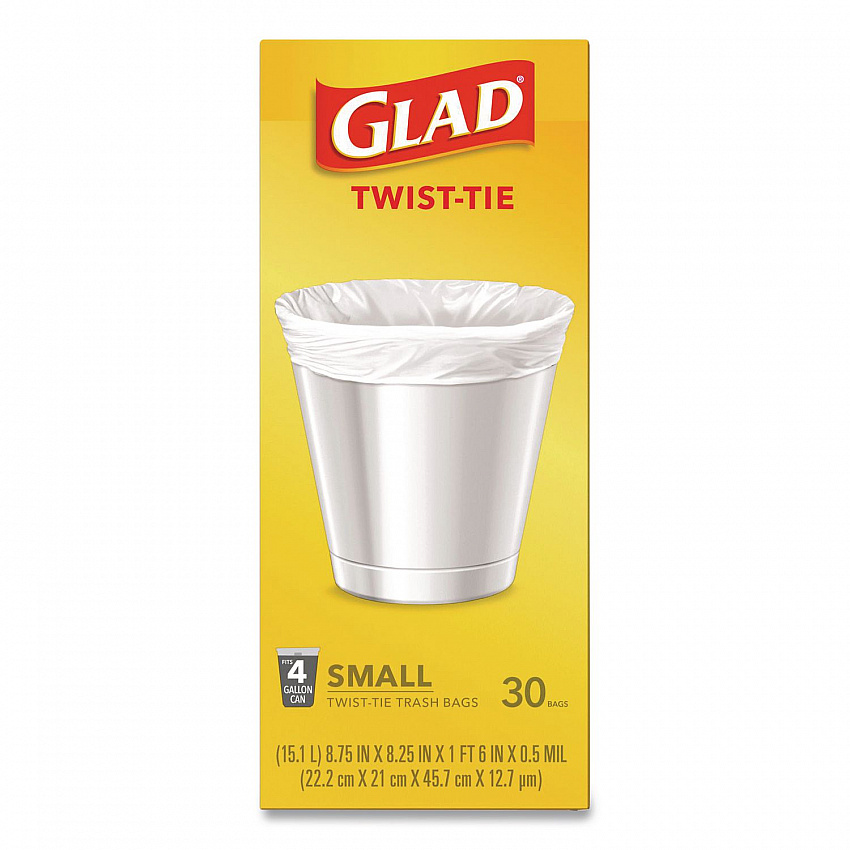 Small Twist-Tie Trash Bags, 4 gal, 0.74 mil, 23 x 21.63, White, 30/Box (78817EA)