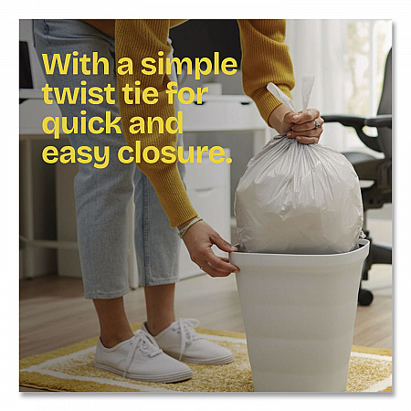 Small Twist-Tie Trash Bags, 4 gal, 0.74 mil, 23 x 21.63, White, 30/Box (78817EA)