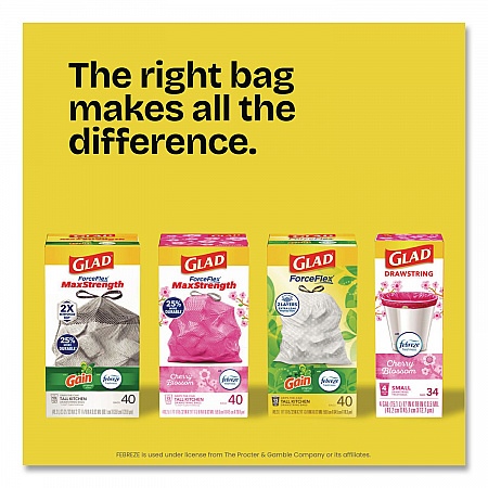ForceFlex Kitchen Drawstring Trash Bags, 13 gal, Fresh Clean Scent, 24