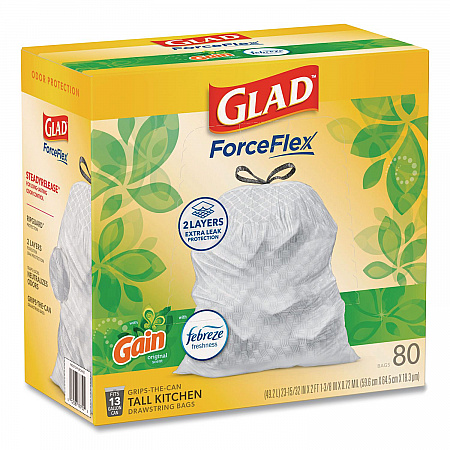 ForceFlex Kitchen Drawstring Trash Bags, 13 gal, Gain Original Scent, 24