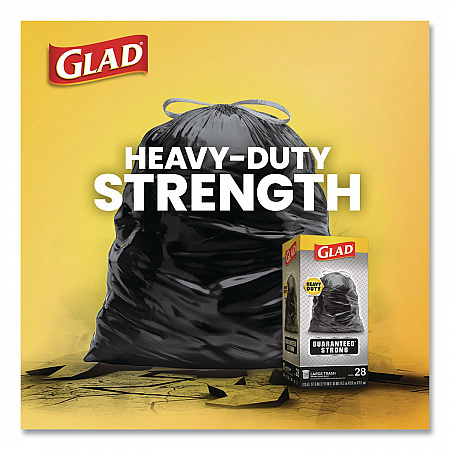 Guaranteed Strong Large Drawstring Trash Bags, Three-Ply, 30 gal, 1.05 mil, 30