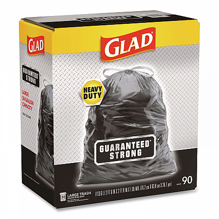 Guaranteed Strong Large Drawstring Trash Bags, Three-Ply, 30 gal, 1.05 mil, 30