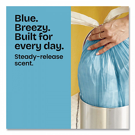 OdorShield Small Drawstring Trash Bags, 4 gal, Beachside Breeze Scent, 0.5 mil, 18