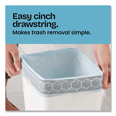OdorShield Small Drawstring Trash Bags, 4 gal, Beachside Breeze Scent, 0.5 mil, 18
