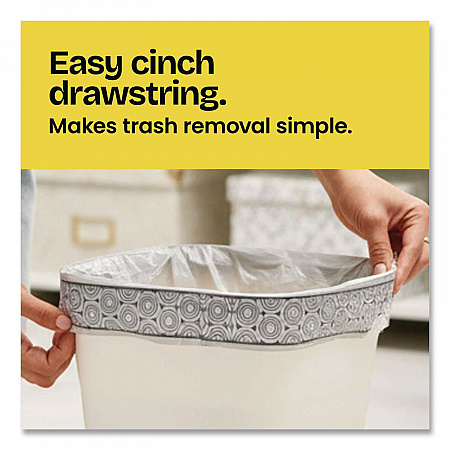 Medium Drawstring Trash Bags with Clorox, 8 gal, Lemon Fresh Bleach Scent, 0.74 mil, 23