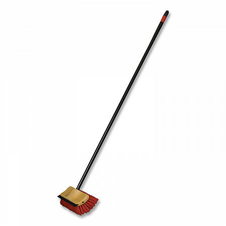 Bi-Level Floor Scrub Brush, Red Polypropylene Bristles, 10