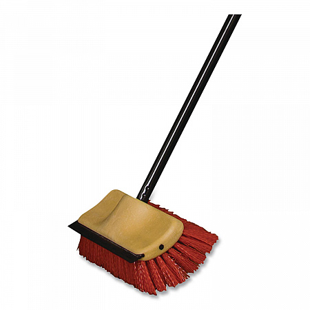Bi-Level Floor Scrub Brush, Red Polypropylene Bristles, 10