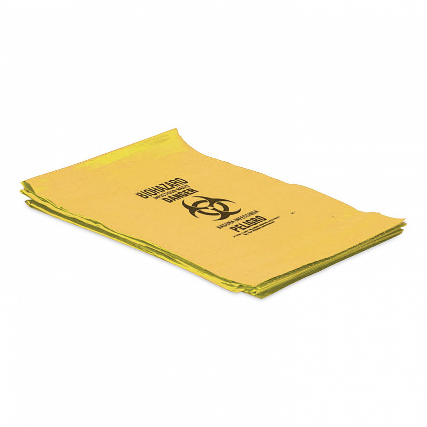 Healthcare Biohazard Printed Can Liners, Biohazard Infectious Waste, 30 gal, 1.3 mil, 30" x 43", Yellow, Flat Pack, 200/CT (A6043PY)