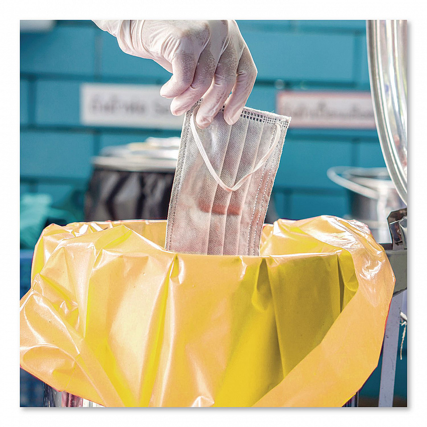 Healthcare Biohazard Printed Can Liners, Biohazard Infectious Waste, 30 gal, 1.3 mil, 30" x 43", Yellow, Flat Pack, 200/CT (A6043PY)