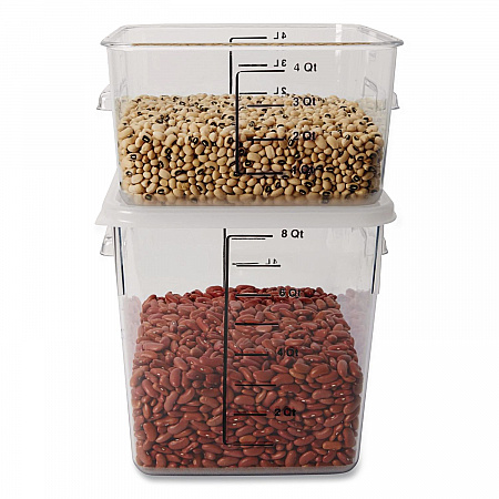 SpaceSaver Square Containers, 8 qt, 8.8 x 8.75 x 8.75, Plastic, Clear (FG630800CLR)