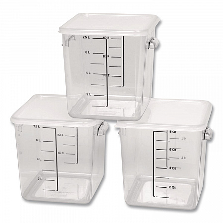 SpaceSaver Square Containers, 8 qt, 8.8 x 8.75 x 8.75, Plastic, Clear (FG630800CLR)