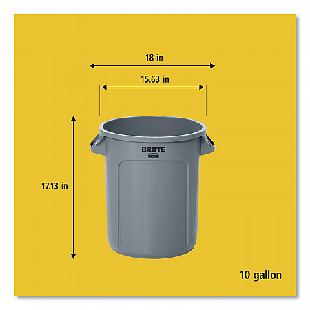 Vented Round BRUTE Container, 10 gal, Resin, Black (1926827)