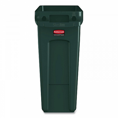 Slim Jim Waste Container, 16 gal, Resin, Dark Green (1955960)