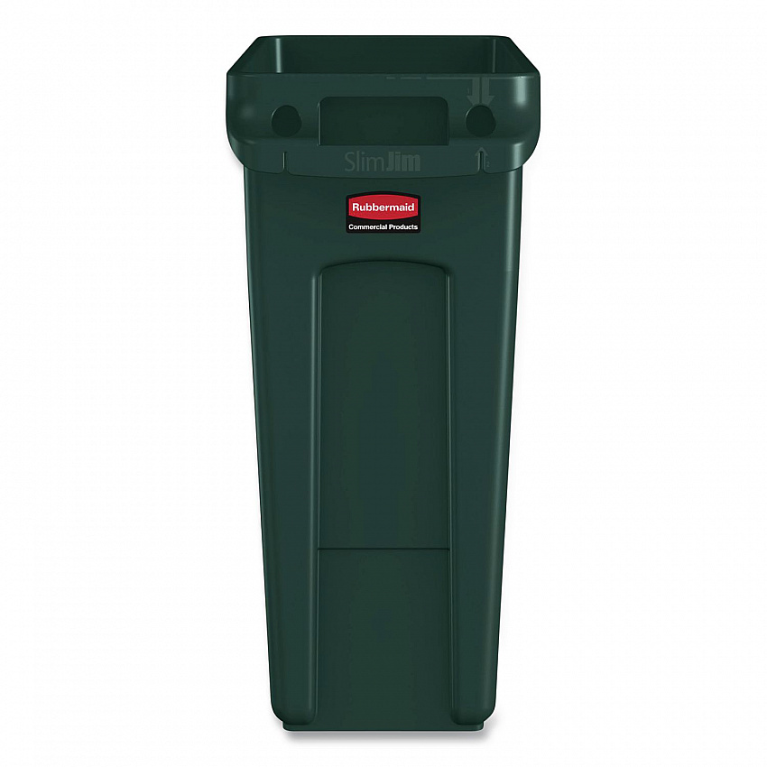 Slim Jim Waste Container, 16 gal, Resin, Dark Green (1955960)