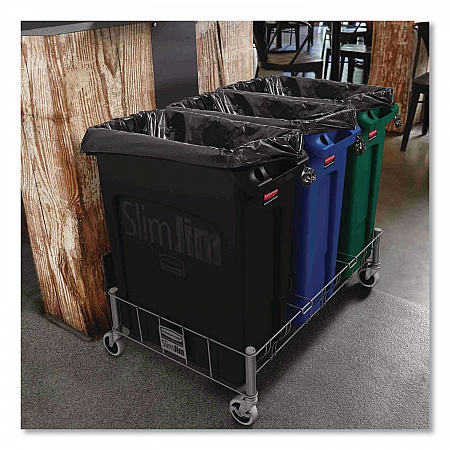 Slim Jim Waste Container, 16 gal, Resin, Dark Green (1955960)