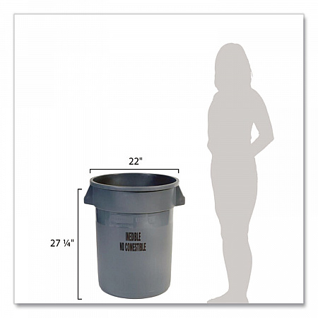 Food Handling BRUTE Container, 32 gal, Resin, Gray (FG263256GRAY)