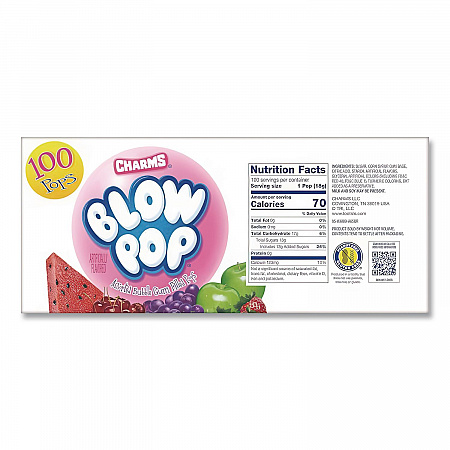 Blow Pops, 0.8 oz, Assorted Fruity Flavors, 100/Box (1034885)