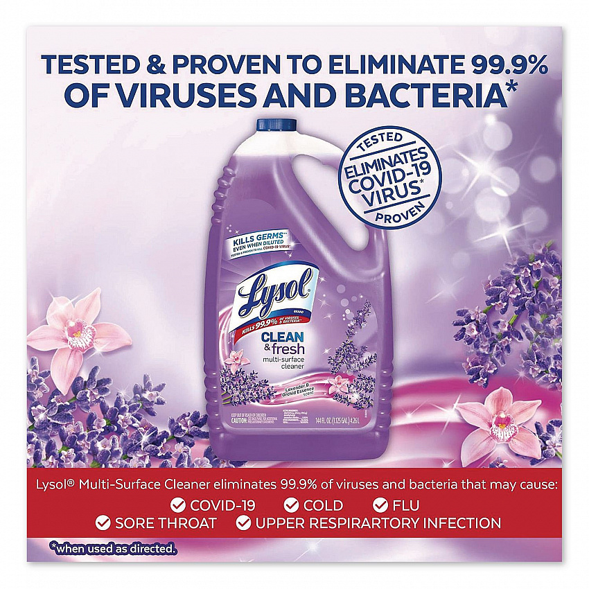 Clean and Fresh Multi-Surface Disinfectant Cleaner, Lavender and Orchid Essence, 144 oz Bottle, 4/Carton (88786)