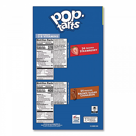 Pop Tarts, Brown Sugar Cinnamon/Strawberry, 2 Tarts/Pouch, 12 Pouches/Pack, 2 Packs/Carton (22000456)