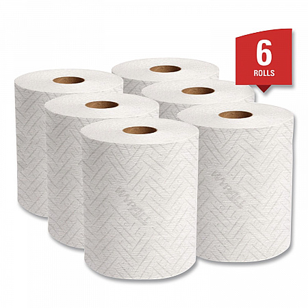 Reach System Roll Towel, 1-Ply, 11 x 7, White, 340/Roll, 6 Rolls/Carton (53734)