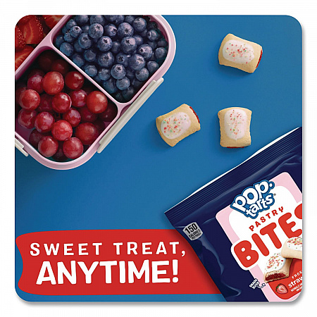 Pop Tarts Bites, Frosted Strawberry, 3.5 oz Bag, 6/Carton (25069)